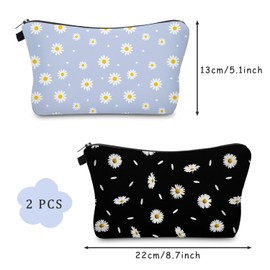 SYEYCW 2 Pcs Small Makeup Bag, Cute Waterproof Makeup Bag, Floral Makeup Bag, Cosmetic Bag for Travel, Portable Toiletry Bag, Beauty Makeup Travel Accessory, Small Toiletry Bag, for Women Girls Gift
