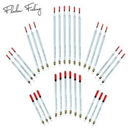 FLADEN Fishing - A set of 30 Assorted Loaded Waggler Floats Classic Clear Crystal with Hi-Viz Red Tips (13cm to 23cm) - For Most types of Coarse Fishing [40-068]