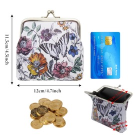 AfitLulu Coin Purse, Butterfly Print Coin Pouch Wallet Kiss-Lock, Cute PU Leather Small Change Purse for Women (B)