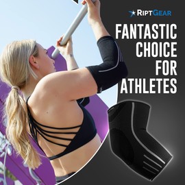 RiptGear Elbow Compression Sleeve - Elbow Brace for Men and Women - Sleeve for Tendonitis, Tennis Elbow, Golfers Elbow, Bursitis, Support Treatment for Joint Pain (X-Large, Black (1 Pack))