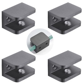 X-AT Brass Glass Clamp,U-Clamp for Fixing Glass Panel and Door of Shower,Suitable for 10-12mm Glass,4 Pack, Black 10-12mm