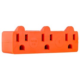 GE Heavy Duty 3 Outlet Adapter, 3-Prong Power Splitter, Grounded Wall Tap, UL Listed, Orange, 54541, 1 Pack