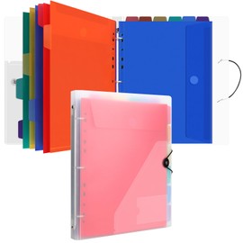 Uquelic 3 Ring Binder with 12 Binder Pocket Folders, Letter Size, Binder with Strap for Important Paper Files, Documents, Photos, Letters, Cards (Clear)