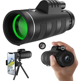 40x60 HD Monocular Telescope, Monoculars for Adults High Powered with Smartphone Adapter & Tripod, Hiking Gear Night Vision Hunting Camping Star Watching Bird Wildlife