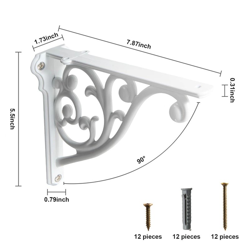 Shelf Brackets 8 Inch 4PCS Heavy Duty White Wall Bracket