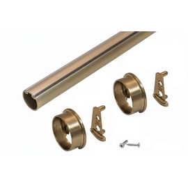 TAG Hardware Premium Round Wardrobe Closet Rod with End Supports and Protective Insert Cap 18 inches to 92 inches Lengths, Matte Gold (48 Inch)