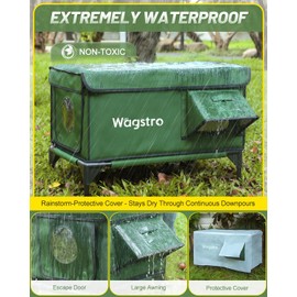 Heated Cat House for Outside, Insulated Weatherproof Heated Outdoor Cat House with Waterproof Eaves & Escape Door, Elevated Outdoor Cat Shelter with Heater for Feral Stray Barn Cat