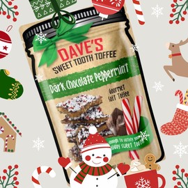 Small Batch Toffee, 1/4lb Pouch - Dave's Sweet Tooth - Award Winning Chocolate Almond Toffee Snack Candy & Sweets Recipe:_Peppermint - Christmas in July!