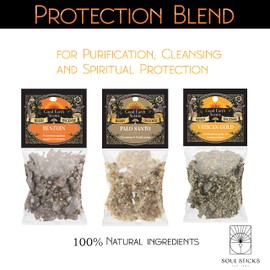 SOUL STICKS 3 Pack Resin Incense Variety Sampler Refill Blend Kits with 3 Packs of 1 Ounce Bags 100% Natural Granular Resin for Smudging, Cleansing, Meditation, Yoga, Aromatherapy (Protection Blend)