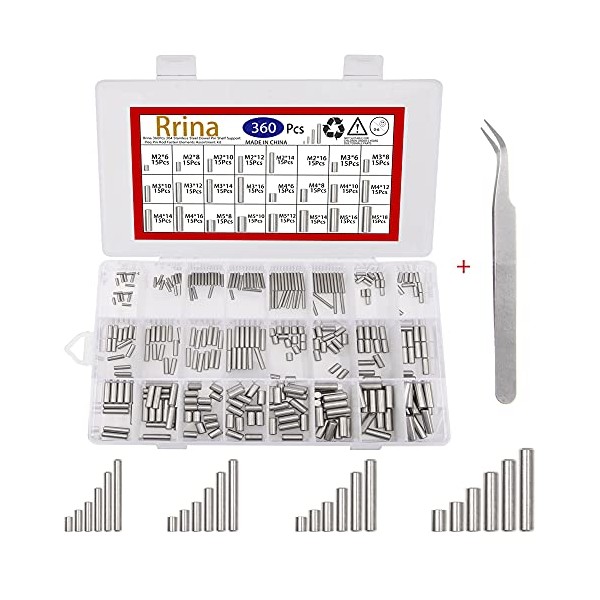 Rrina 360Pcs 304 Stainless Steel Dowel Pin Shelf Support Peg