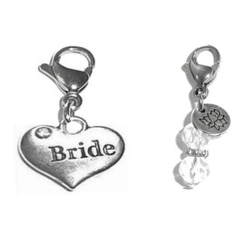 Hidden Hollow Beads Clip On Charm, Bag, Purse, Handbag, Message, Keychain, Zipper Pull, Bracelets, Necklaces, Jewelry (Bride)