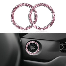 QZTYTY 2PCS Car Engine Start Stop Decoration Ring, Car Start Button Cover, Push to Start Button Start Engine Ring, Car Accessories Push Start Button Ignition Ring Sticker for Women (Pink, 2PCS)