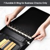 Business Check 7 Ring Checkbook Binder, PU Leather Portfolio, Built