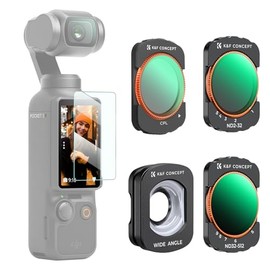 K&F Concept Variable ND&CPL & Wide Angle Lens Compatible with DJI Osmo Pocket 3 Creator Combo, Neutral Density ND2-32 ND32-512 Polarizing Wide-Angle Lens 4 Pack Kit, Multi-Coated HD Optical Glass