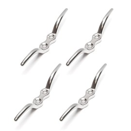 PRIOstahl Flag Cleat, Boat Lamp, Mooring Cleat, Rope Cleat, 68 mm x 4 Pieces, Stainless Steel Cleat, Boat Fittings, Clamp Attachment for Cordage, Fender Boat, Made of Stainless Steel V4A