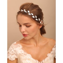 Deniferymakeup Bride Headband Leaf Hair Vine Bridal Hair Pieces Wedding Hair Accessories Party Hair Pieces for Women and Girls (Rose Gold)