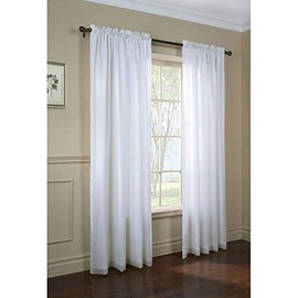 Thermavoile Rhapsody Lined Rod Pocket Curtain Panel Window Dressing 54 x 63 in White