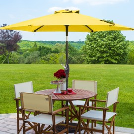 Bonosuki 7.5ft Outdoor Umbrella Patio Umbrella 2-Year-Non-Fading Steel umbrella outdoor patio with Push Button Tilt and Crank, Yellow