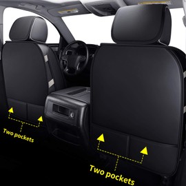 LUCKYMAN CLUB 2 Front Silverado Seat Covers Fit for 2007-2023 2024 2025 Chevy Silverado Sierra 1500 2500 3500 with Water Proof Faux Leather (Black 2 PCS)