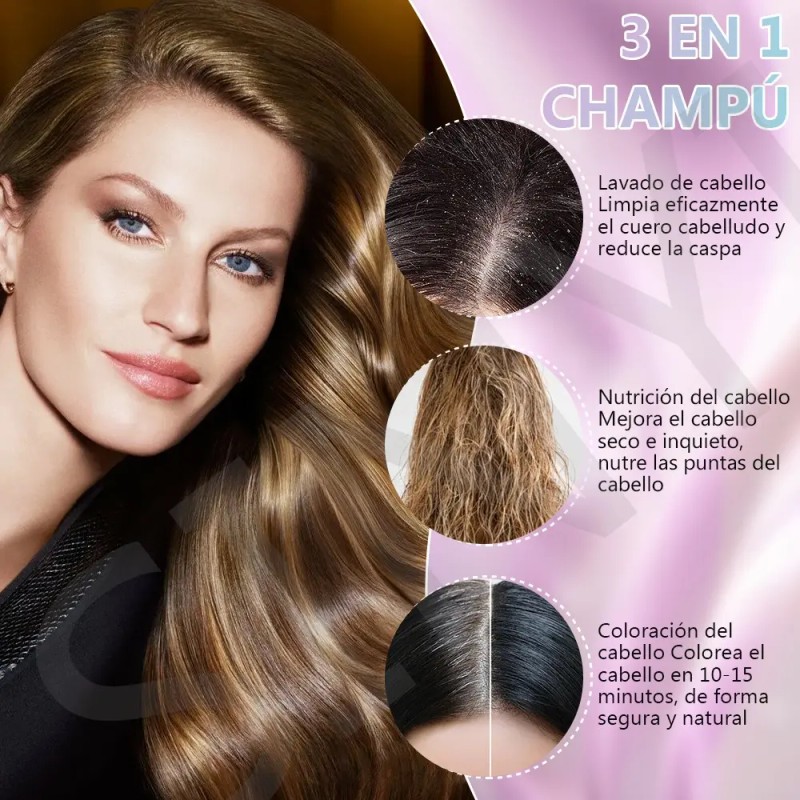 Shampoo Tinte Instantáneo Cubre Canas Natural Jengibre 500ml