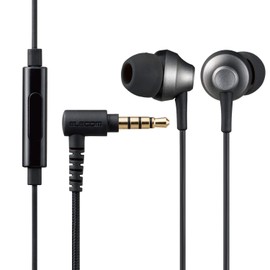 Elecom EHP-FS12CMBK Stereo Earphones, In-Ear Type, 0.14 inch (3.5 mm), Microphone Included, Fast Music FS12C, 0.4 inch (10.0 mm), Heavy Duty Cable, Black