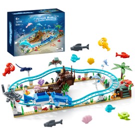Ocean Roller Coaster, Explorer Ship Building Toy Set, Deep Sea Boat Creatures, Sea Animal Toys Gifts for 6 7 8 9 10 11 12+ Year Old Girls Boys with Transformations from Shark, Dolphin, Turtle, Fish