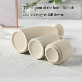 CEMABT Beige Ceramic vase Set-3 Small Flower vases for Decor,Modern Boho Farmhouse Home Decor,Decorative vase for Pampas Grass&Dried Flowers,idea Shelf,Table,Bookshelf ，Entryway- Distressed