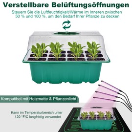 Mini Greenhouse Propagation, Pack of 3 Indoor Greenhouse Propagation Box, Seedling Starter Trays, Greenhouse Propagation Trays with Lid Ventilation, Propagation Set with 2 Coconut Soils for Seedling