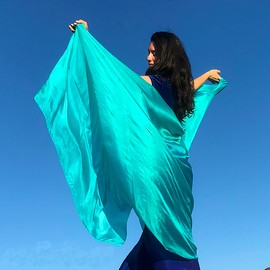 Nahari Silks Womens 100% Silk Dance Scarves Shawls Wraps Solid Colors Light Teal 82"