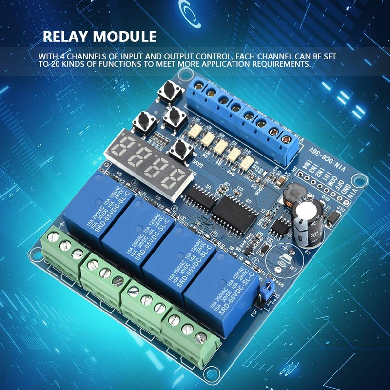 AUNMAS 4 Channel Multifunction Relay Board Module with Timer, DPDT