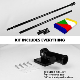 G128 Combo Pack: 6 Ft Aluminum Spinning Flagpole (Black) & Comoros Comorian Flag 3x5 Ft, LiteWeave Pro Series Printed 150D Polyester | Pole with Flag Included