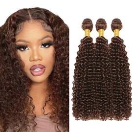 28 28 28 Inch Raivide Hair Color #4 Bundles Dark Brown Kinky Curly Human Hair Bundles Chocolate Brown Bundles Color #4 Kinky Curly Bundles Human Hair Medium Brown Bundles