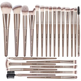 Brochas de Maquillaje Kit 23 Piezas Profesional Sintéticos de Alta Calidad Set de Brochas para Maquillaje Rubor Brochas Maquillaje Sombras de Brochas para Ojos&Facial(Champagne)