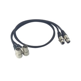 WJSTN Right-Angle Male XLR to Straight Female XLR Plug Cable, Right Angle XLR Adapter 2 Pack