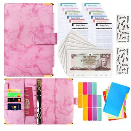 Kraftstack Budget Binder Money Saving Wallet - 28Pcs A6 Ring Binder, Money Organiser for Saving Money, Budget Planner with Cash Envelopes - Perfect for Budgeting and Planning Monthly Expenses (Pink)