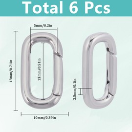 SUNNYCLUE 1 Box 6Pcs Spring Oval Rings Carabiner Ring Silver Small Trigger Gate Keychain Clasp Brass Keyring Clip Snap Hook Buckle for Purse Jewellery Making Bracelet Bags Lanyard supplies DIY Craft