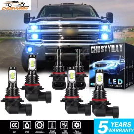 CHUSYYRAY For Chevy Silverado 1500 2500HD 2004-2006 8000K LED Headlights + Fog Bulbs Combo