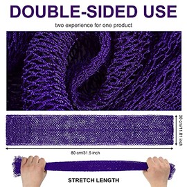 Esponja larga africana de red de baño larga para ducha, exfoliante de espalda, esponja de baño para uso diario o relleno de calcetines (morado)