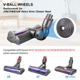 Ball Wheels & Soleplate Wheels for Dyson V6 V7 V8 V10 V11 V12 DC58 DC59 DC62 DC74 Vacuum Cleaner 35W 50W Direct Drive Brush Head Replacement Parts with Screwdriver and Tweezers Tools