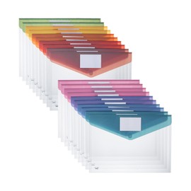 Mr. Pen- Clear Plastic Envelopes with Snap Closure, 20 Pack, A4, Letter Size, Colorful Flaps, Clear Folders for Documents Plastic Envelopes for Documents
