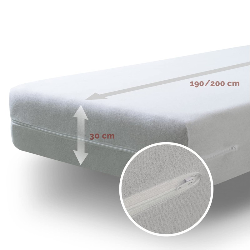 Tural - Elasticated mattress cover with zip. Towelling made from