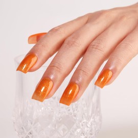 Imtiti Glitter Gel Nail Polish, 0.5 Fl Oz Orange Glitter Gel Polish Soak Off LED UV Shimmer Sparkle Nail Gel Polish DIY Nail Art Starter Manicure Salon Gel Nail Polish Kit
