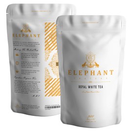 Royal White Silver Needle Tea | 60 Cups Delicious Tea | Freshly Grown in Ceylon | Ceylon Silver Tip White Tea | Luxury Loose Leaf Tea | Elephant Chateau