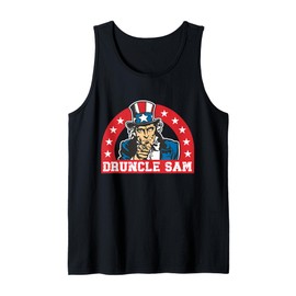 Druncle Sam Funny Uncle Sam USA American 4th of July Hat Tank Top