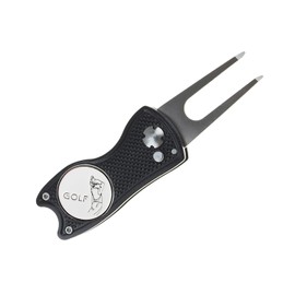 Crestgolf Golf Divot Tool Avec Bouton Pop-up et Marqueur de Balle Magnétique Pitch Mark Mini-Outil Portable et Pliable Léger (Black2)