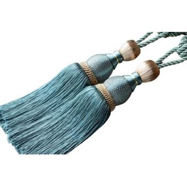 [Set of 2] Curtain Tassel Tassel Tassel Large Size Tassels Interior Miscellaneous Goods Fastener (Light Blue)