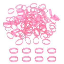PATIKIL Silicone Rubber Bands Cable Ties 1.1", 80 Pcs Flat Rubber Elastic Band for Office Supplies Home Cord Wrapping, Pink