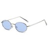 WDZAYXC Retro Oval Sunglasses for Men and Women, silver/blue