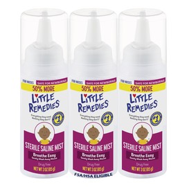 Little Remedies Sterile Baby Saline Nasal Mist, Safe for Newborns to Relieve Stuffy and Dry Noses, 3 Fl Oz, Pack of 3