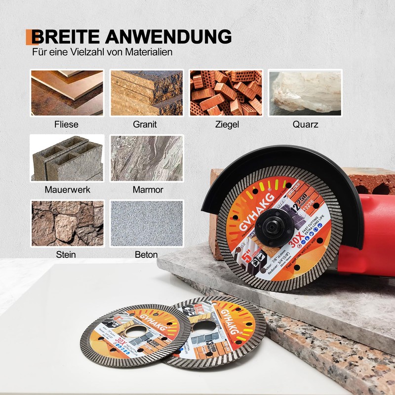 GVHAKG Diamond Cutting Disc, 125 mm, Turbo Thin Diamond Cutting
